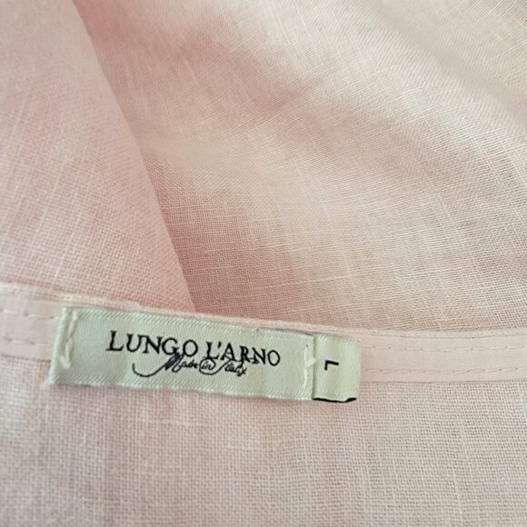 Lungo L'arno Tan Linen Elegant 3/4 sleeve Blouse with Embroidered Bodice Evening - Picture 5 of 5